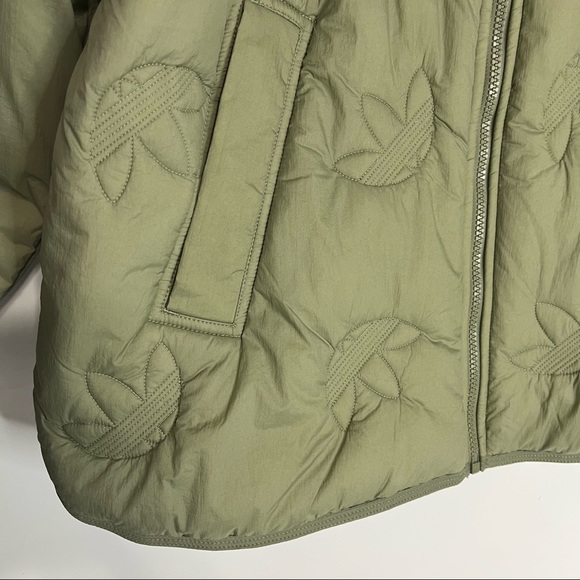 14) NWT ADIDAS Originals Trefoil Green Oversized Bomber Liner Jacket Size Small - Picture 15 of 16
